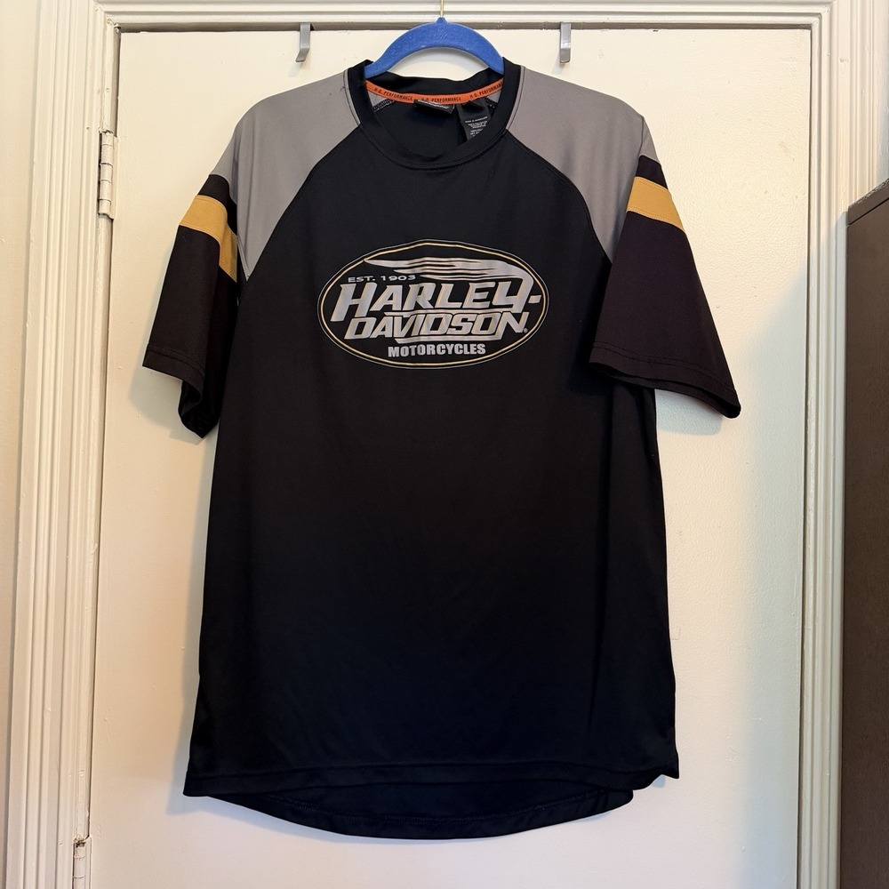 Harley Davidson Performance Jersey T Shirt Color locked Raglan Sleeves Men's L